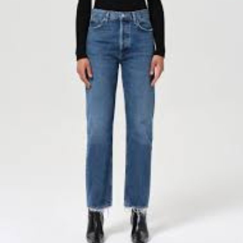 AGOLDE  Pinch Waist Jean High 5 Pocket Zip Up Blue Jeans Size 24